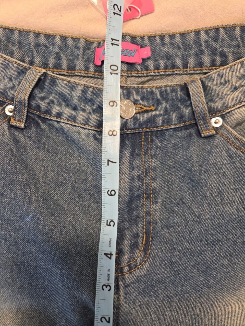 NEW Edikted Womens Wide-Leg High-Rise Jeans L Blue Denim Retro Streetwear - Picture 2 of 8